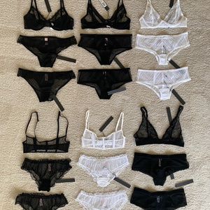 NWT Huge Lot of Bras & Panties Black and White Size S 34 A B